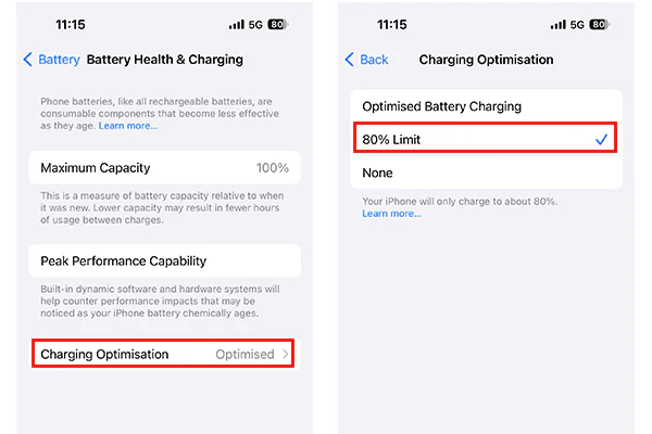 How to set 80% charge limit