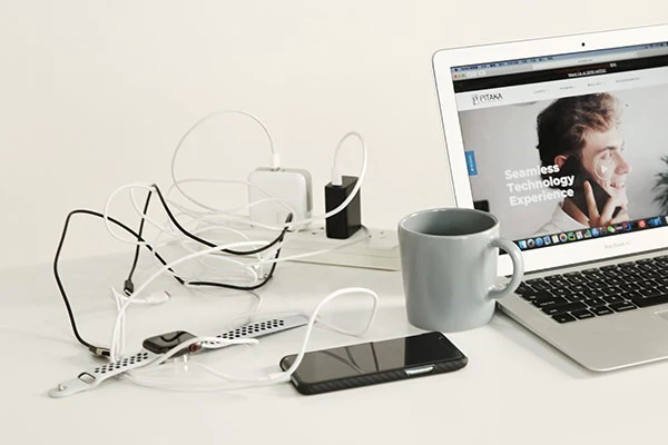 messy charging mess of charging cables