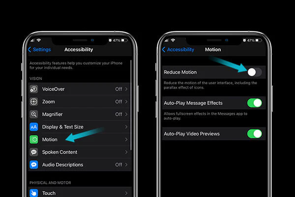 Reduce motion of your user interface to stop your iphone battery draining fast