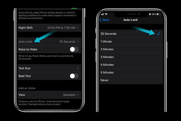 Adjust auto-lock settings to keep your iphone battery draining fast