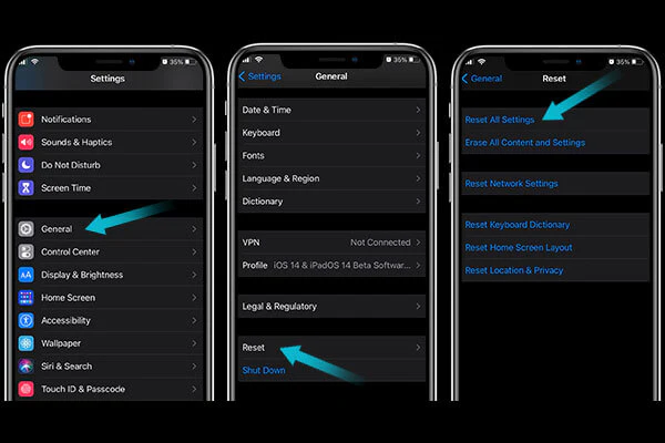 reset factory settings to stop your iphone battery draining fast