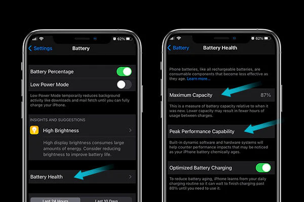 Check battery health to find out why your iphone battery is draining fast