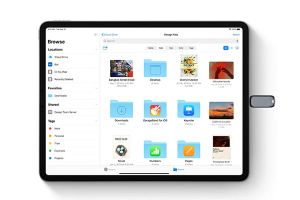 share files between iPads through external storage