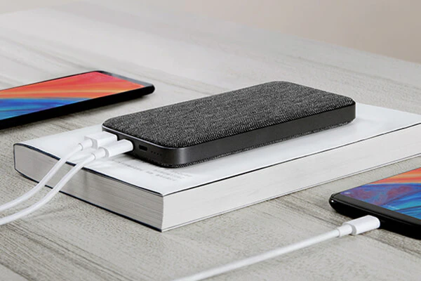 wired power bank on the desk