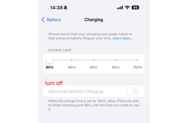 enable charge limit on iphone